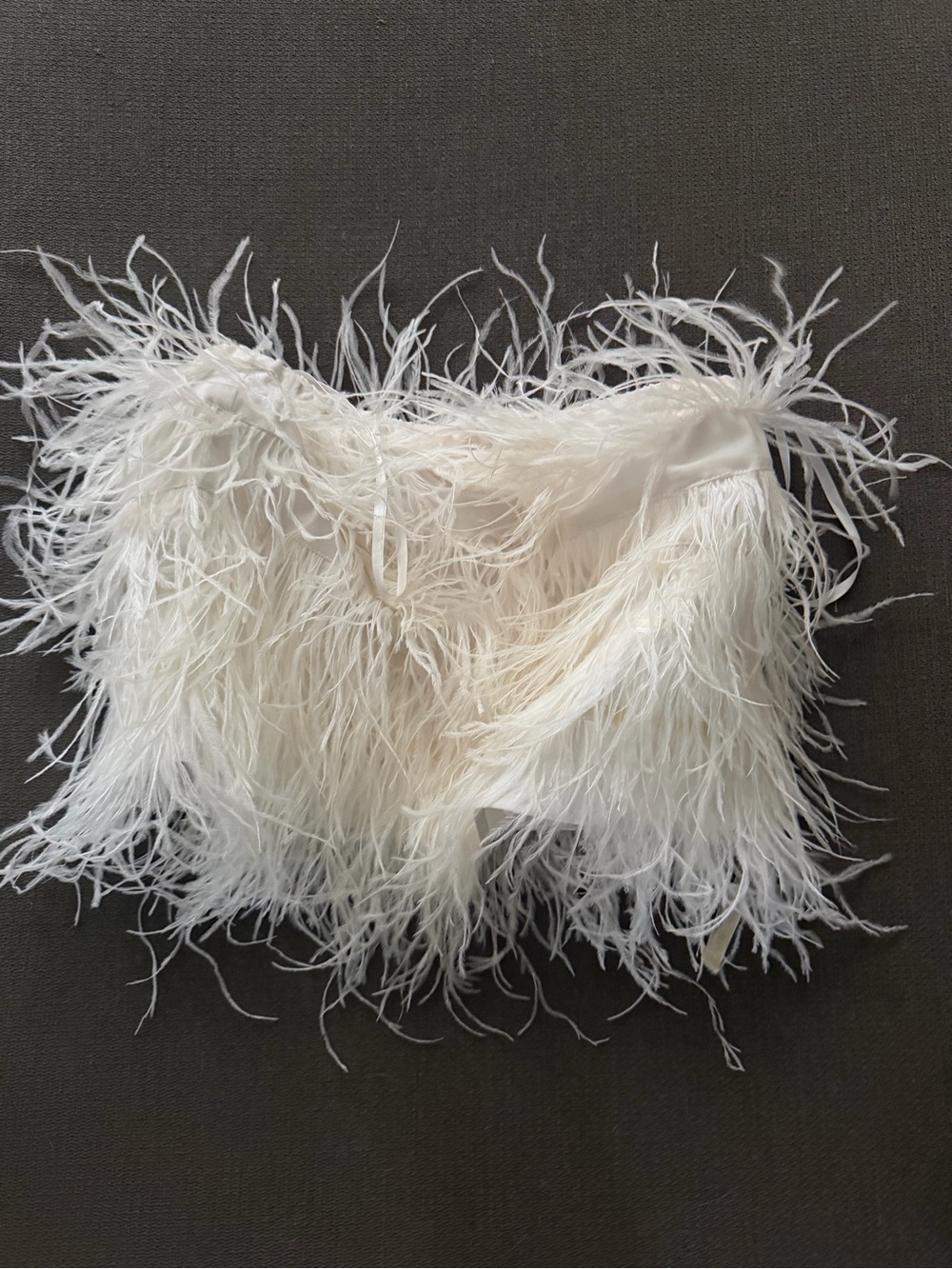 Gianni Bini White Feathered Strapless Bustier